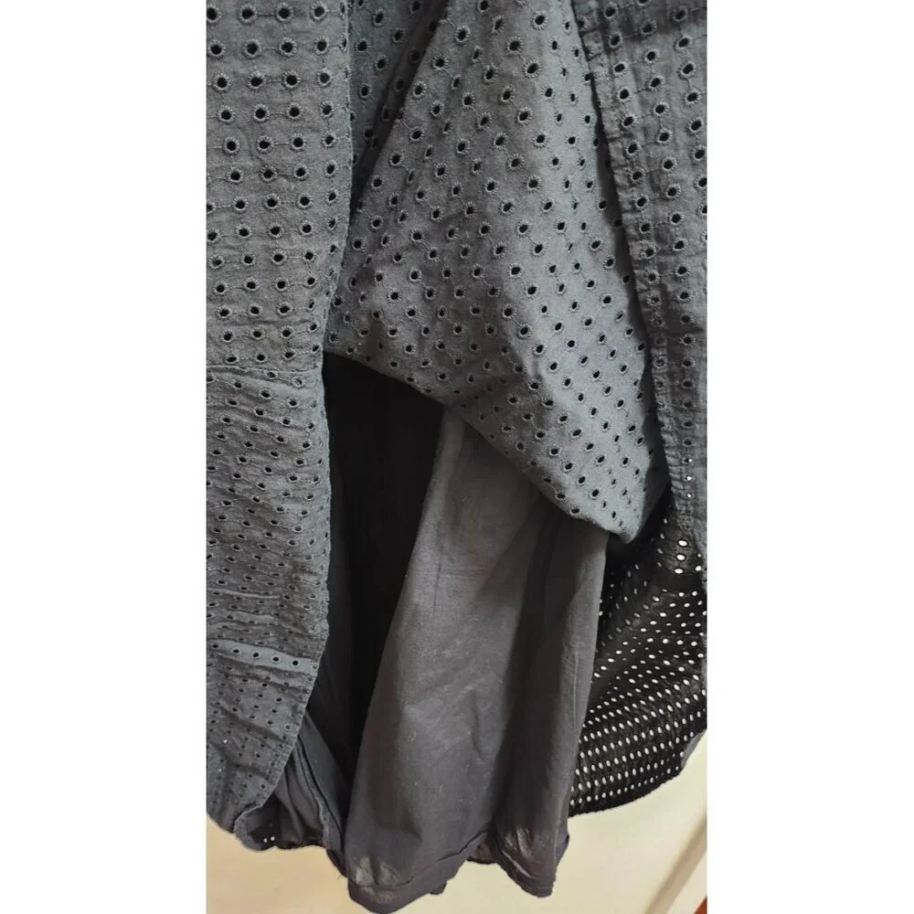 Madewell Black Eyelet Bow Back Midi Dress Cotton Size 4 Spaghetti Straps